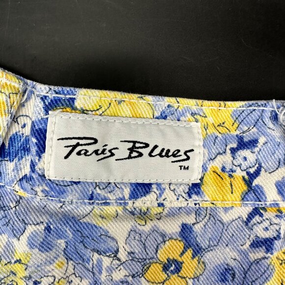 Vintage Shorts Paris Blues Y2K Floral High Waisted Denim Size 5 Blue Yellow - Picture 6 of 7